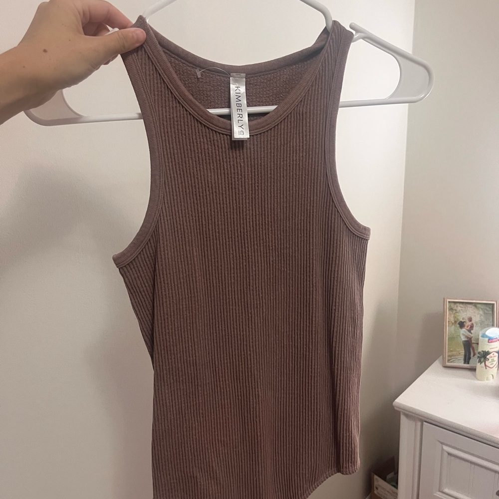 Fitted Ribbed Brown body suit